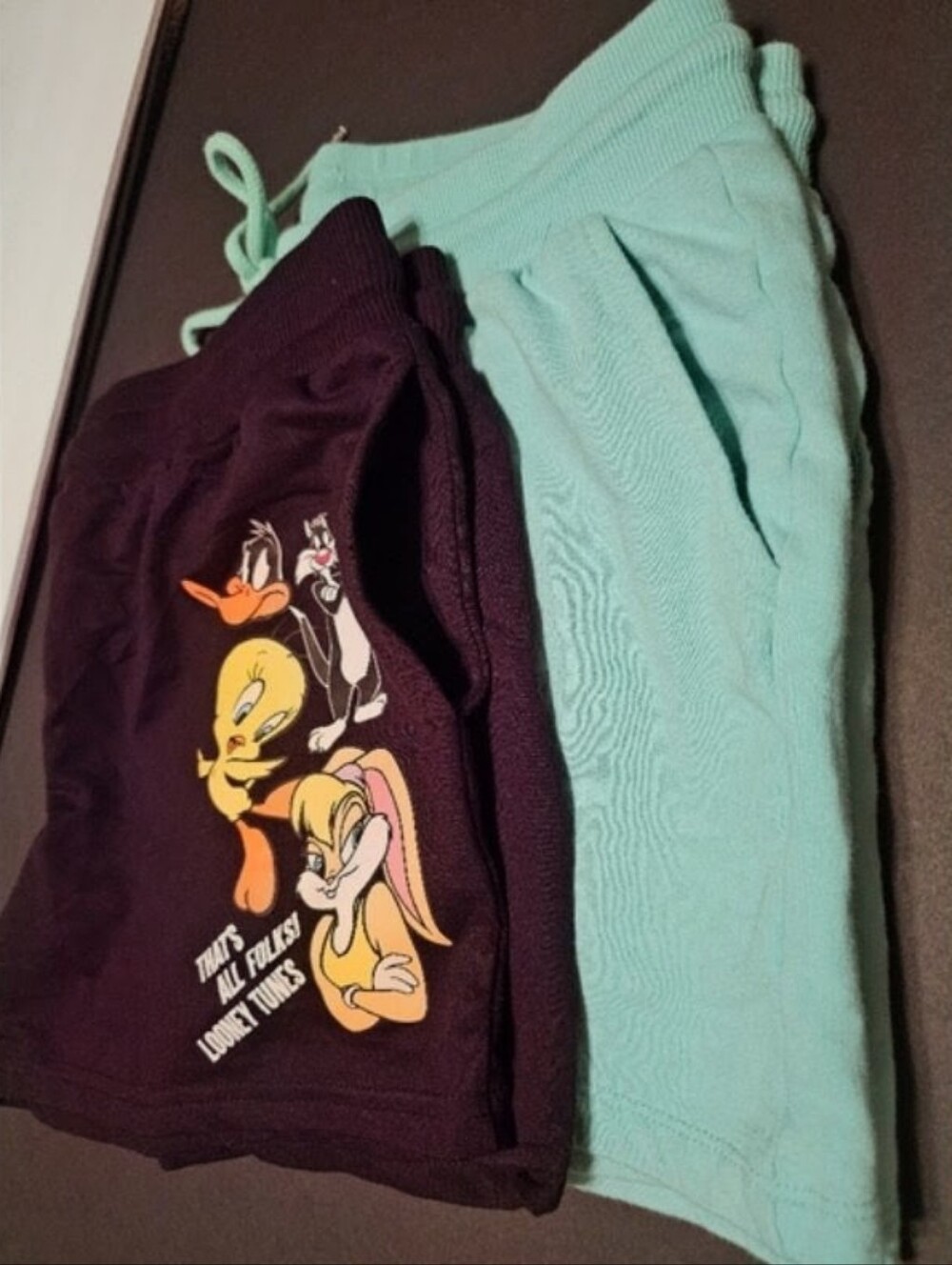2pr Looney Tunes Black Shorts & Blue Shorts